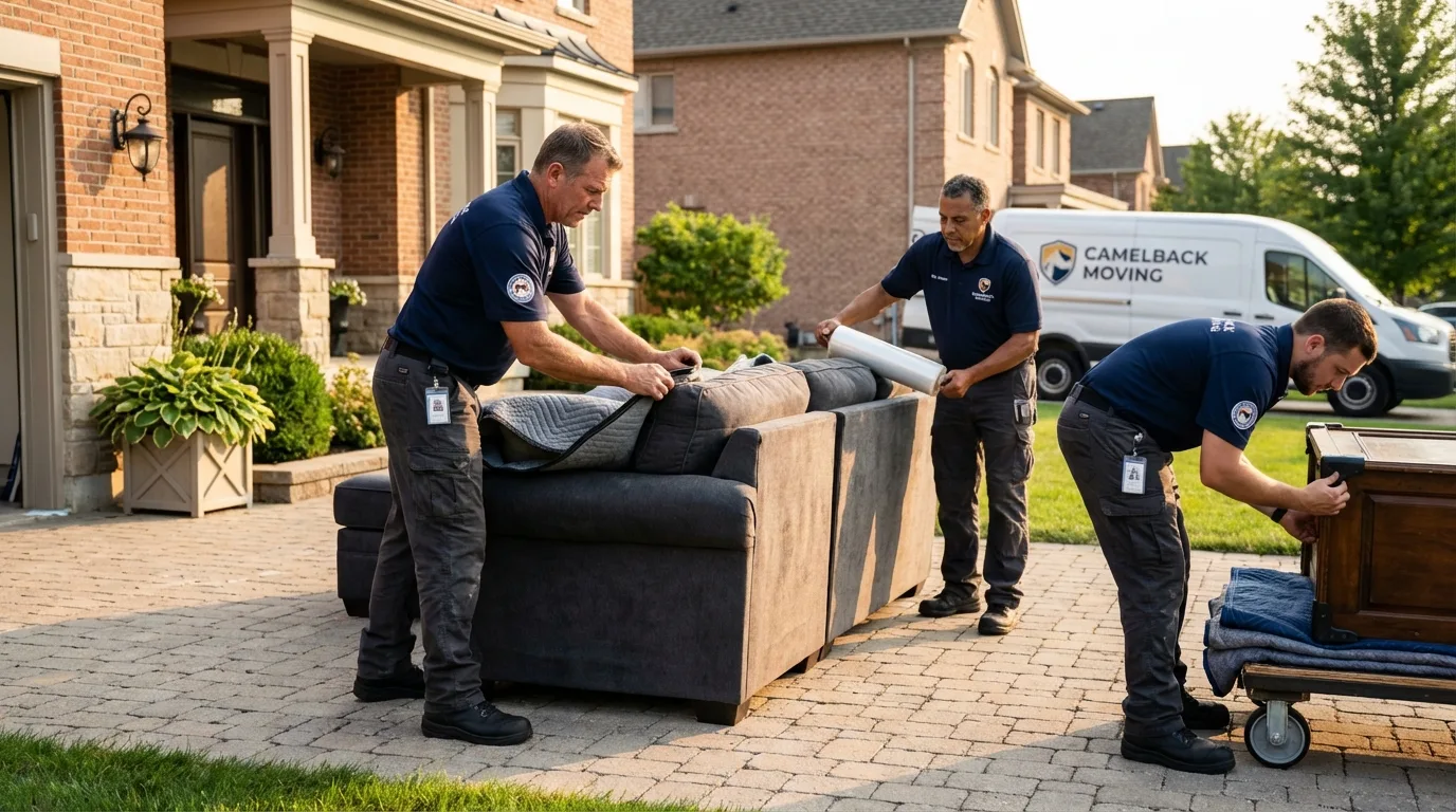 Large estate moving crew wrapping furniture in Madison, WI